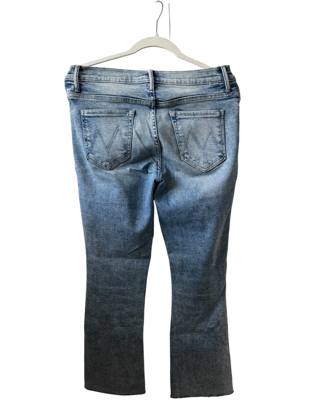 MOTHER Light Blue Distressed Flare Jeans - Picture 2 of 4